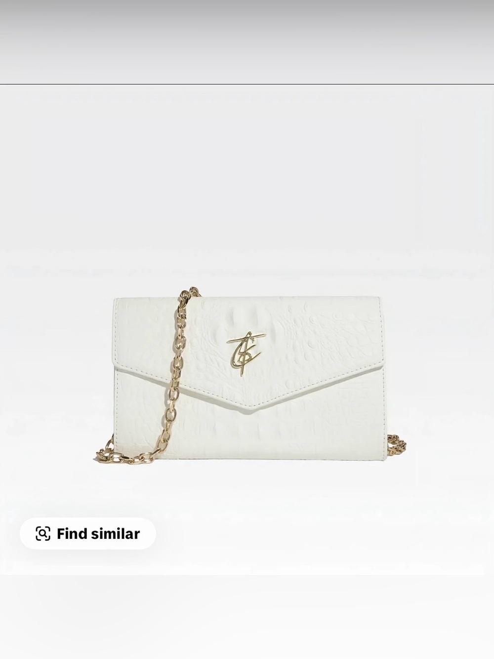 Tote & Carry White Croc Envelope Crossbody with Gold Chain